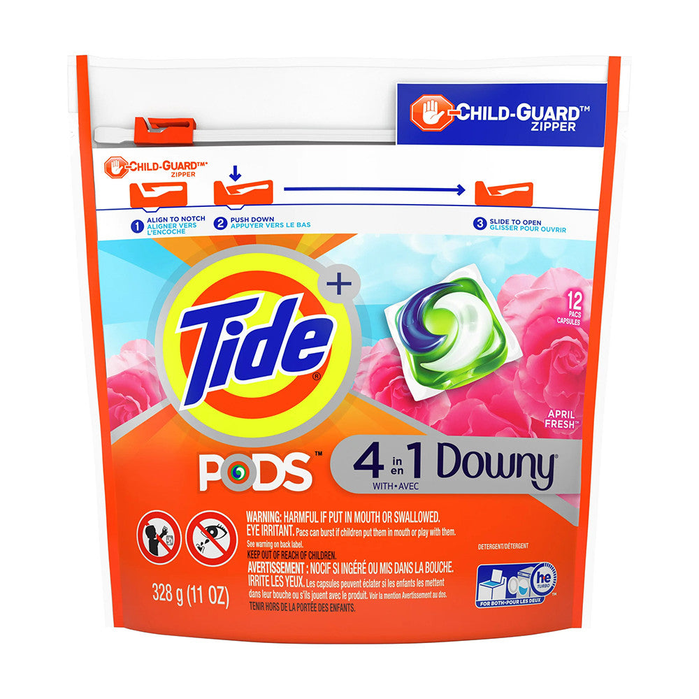Tide Plus 4-In-1 Downy Detergent Pods, April Fresh, 12 Ea